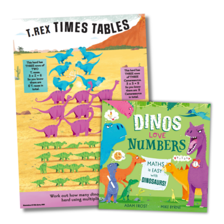 Dinos Love Numbers poster and book