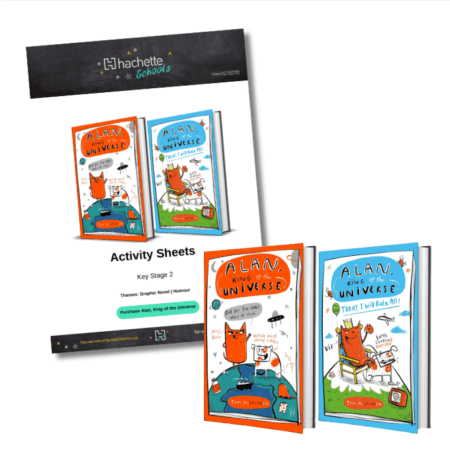 Alan King of the Universe Activity sheets and covers on a white background