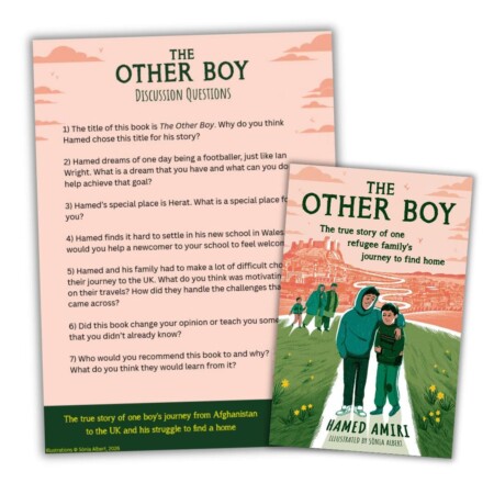 The other boy activity sheet and book cover on a white background